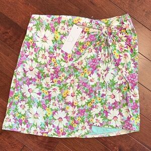 NWT Sage The Label Floral Purple White Green Wrap Skirt L